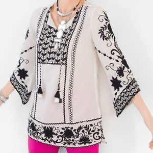 NWT Chico's Embroidered Linen Tunic